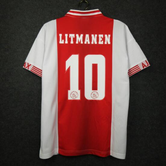 1997-98 Ajax Retro Home Kit Soccer Jersey LITMANEN #10